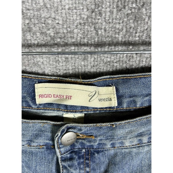 Venezia Rigid‎ Easy Fit Jeans Womens Size 24 Tall Blue Denim Distressed Pockets - Picture 3 of 16